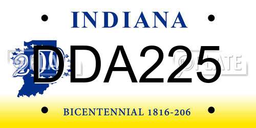 DDA225 Indiana License Plate