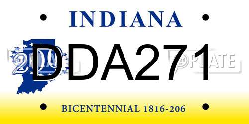 DDA271 Indiana License Plate