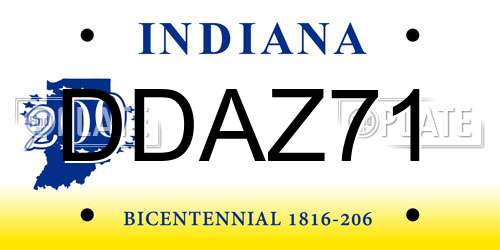DDAZ71 Indiana License Plate