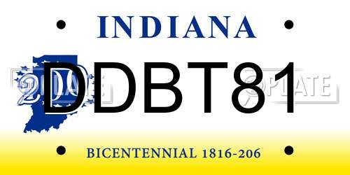 DDBT81 Indiana License Plate