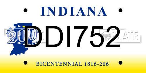 DDI752 Indiana License Plate