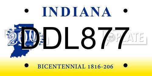 DDL877 Indiana License Plate
