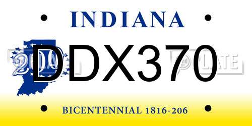 DDX370 Indiana License Plate