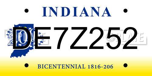 DE7Z252 Indiana License Plate