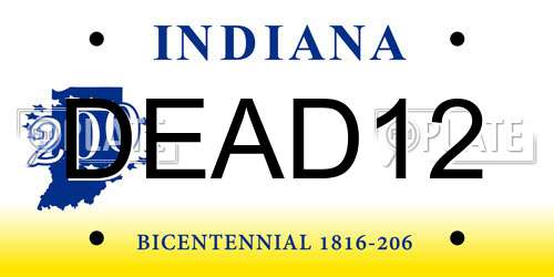 DEAD12 Indiana License Plate