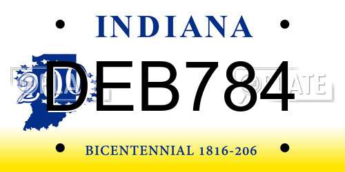 DEB784 Indiana License Plate