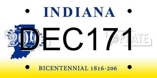 DEC171 Indiana License Plate