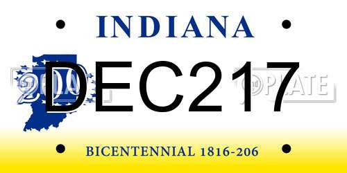 DEC217 Indiana License Plate