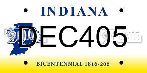 DEC405 Indiana License Plate