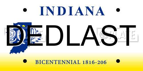 DEDLAST Indiana License Plate