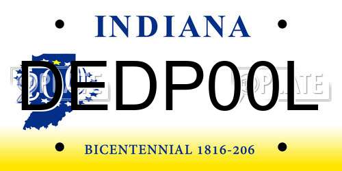 DEDP00L Indiana License Plate