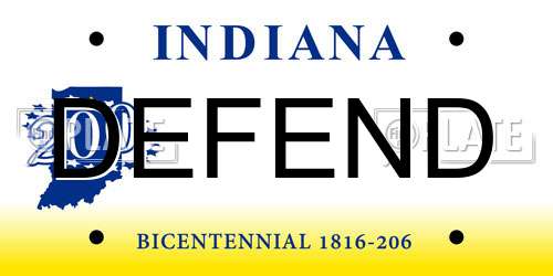 DEFEND Indiana License Plate