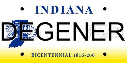DEGENER Indiana License Plate