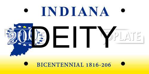 DEITY Indiana License Plate