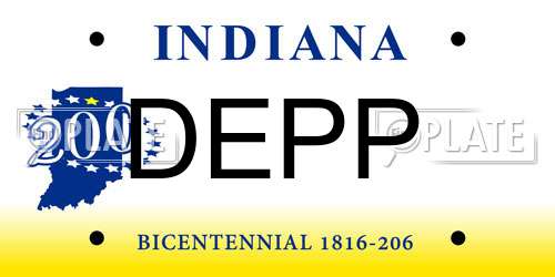 DEPP Indiana License Plate