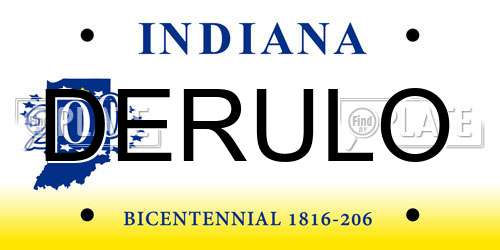 DERULO Indiana License Plate