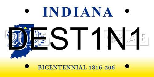 DEST1N1 Indiana License Plate