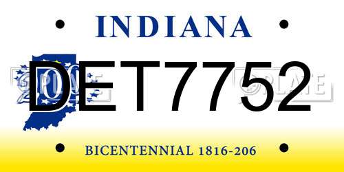 DET7752 Indiana License Plate