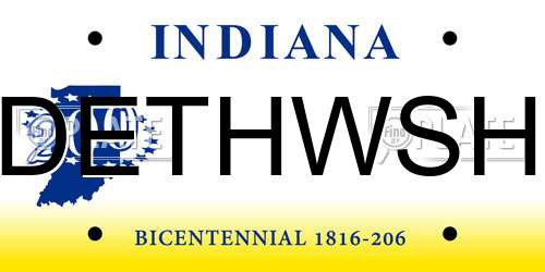 DETHWSH Indiana License Plate