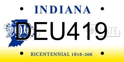 DEU419 Indiana License Plate