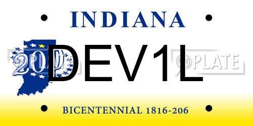DEV1L Indiana License Plate