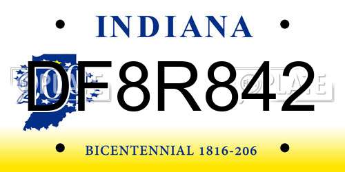 DF8R842 Indiana License Plate