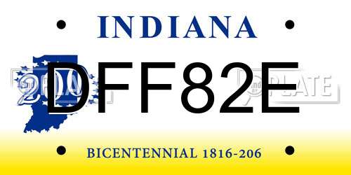 DFF82E Indiana License Plate