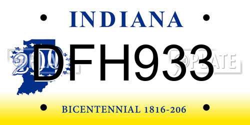 DFH933 Indiana License Plate