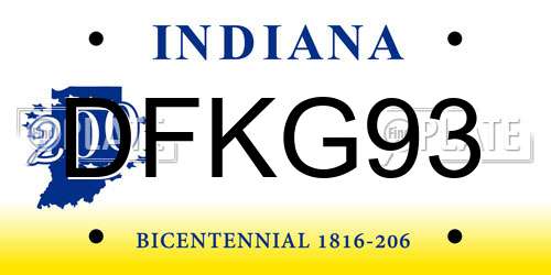 DFKG93 Indiana License Plate