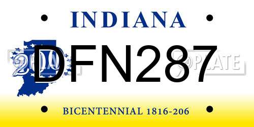 DFN287 Indiana License Plate