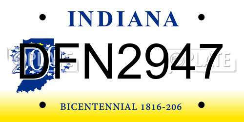 DFN2947 Indiana License Plate