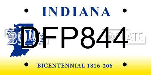 DFP844 Indiana License Plate