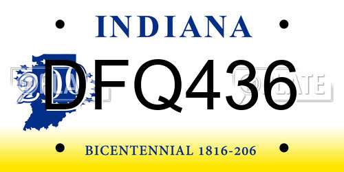DFQ436 Indiana License Plate