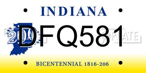 DFQ581 Indiana License Plate