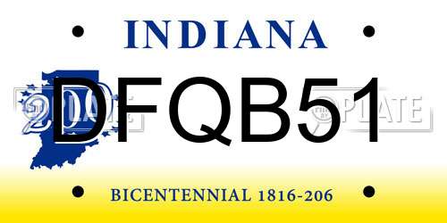 DFQB51 Indiana License Plate