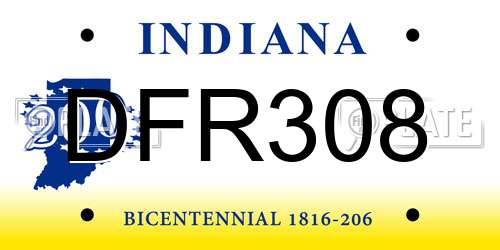 DFR308 Indiana License Plate