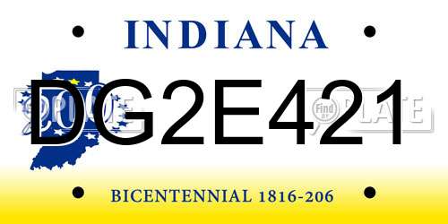 DG2E421 Indiana License Plate