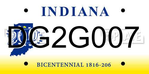 DG2G007 Indiana License Plate