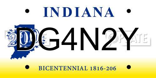 DG4N2Y Indiana License Plate