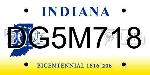 DG5M718 Indiana License Plate
