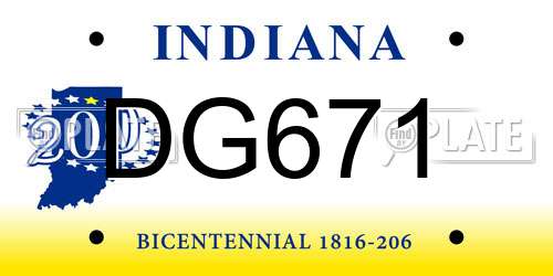DG671 Indiana License Plate