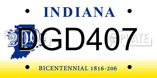 DGD407 Indiana License Plate