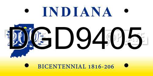 DGD9405 Indiana License Plate