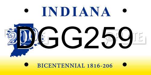 DGG259 Indiana License Plate