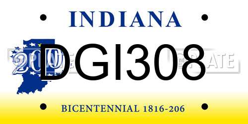 DGI308 Indiana License Plate
