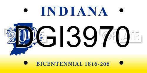 DGI3970 Indiana License Plate