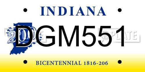 DGM551 Indiana License Plate