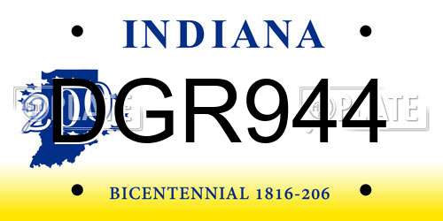 DGR944 Indiana License Plate