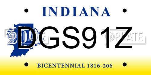 DGS91Z Indiana License Plate