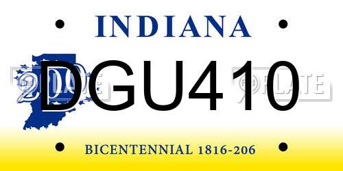 DGU410 Indiana License Plate